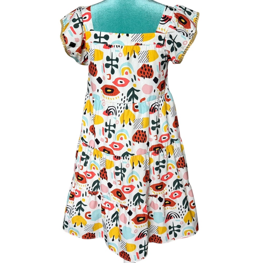 Abstract Artsy Colorful Scribble Tiered Babydoll Dress - Picture 2 of 4